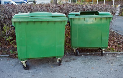 Professional waste management team handling commercial waste